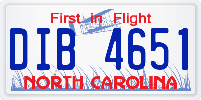 NC license plate DIB4651