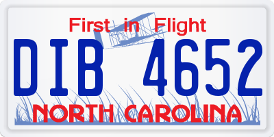 NC license plate DIB4652