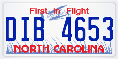 NC license plate DIB4653