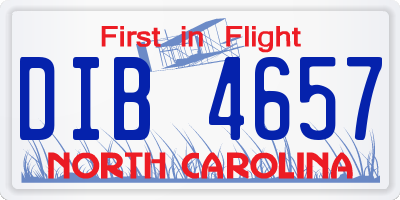 NC license plate DIB4657