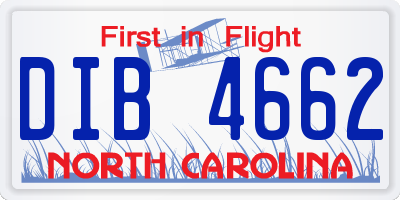 NC license plate DIB4662