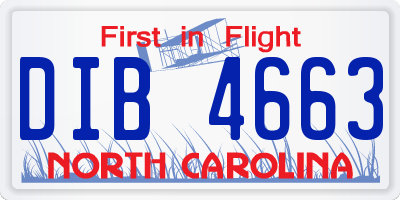 NC license plate DIB4663