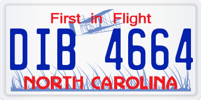 NC license plate DIB4664