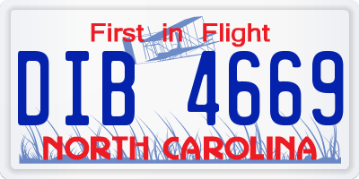 NC license plate DIB4669