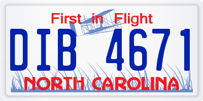 NC license plate DIB4671