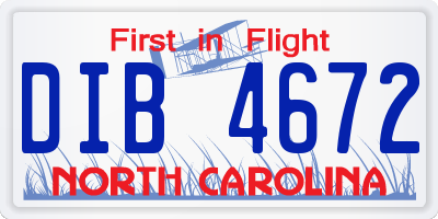 NC license plate DIB4672