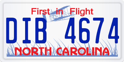 NC license plate DIB4674