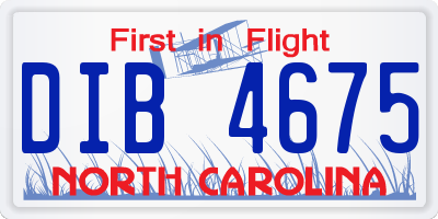NC license plate DIB4675