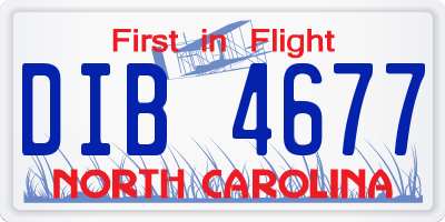 NC license plate DIB4677