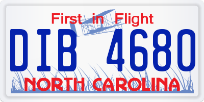 NC license plate DIB4680