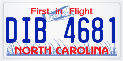 NC license plate DIB4681