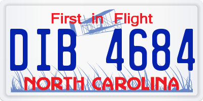 NC license plate DIB4684