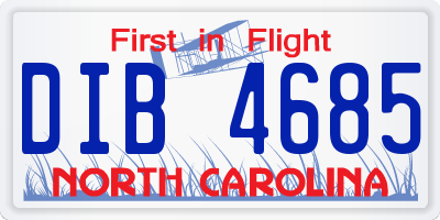 NC license plate DIB4685