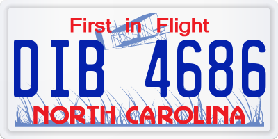NC license plate DIB4686