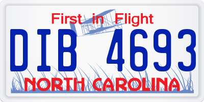 NC license plate DIB4693