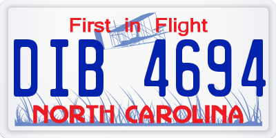 NC license plate DIB4694
