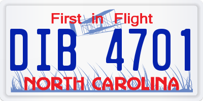 NC license plate DIB4701