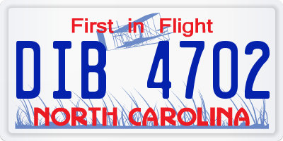 NC license plate DIB4702