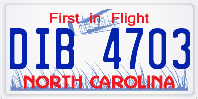 NC license plate DIB4703