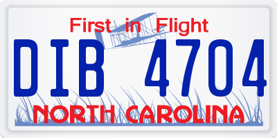 NC license plate DIB4704
