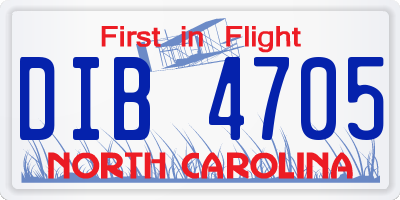 NC license plate DIB4705