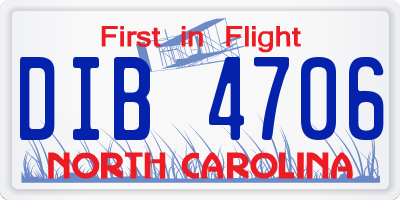 NC license plate DIB4706