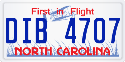 NC license plate DIB4707