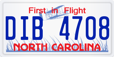 NC license plate DIB4708