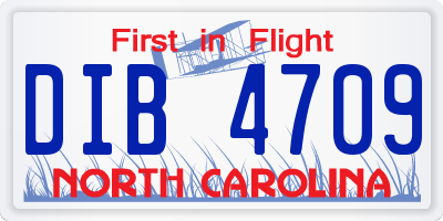 NC license plate DIB4709