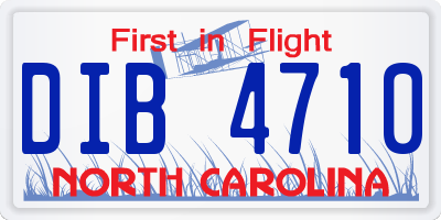 NC license plate DIB4710