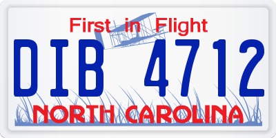NC license plate DIB4712