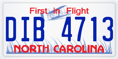 NC license plate DIB4713