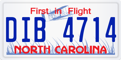 NC license plate DIB4714
