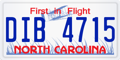 NC license plate DIB4715