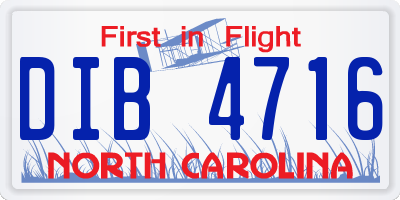 NC license plate DIB4716