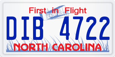 NC license plate DIB4722