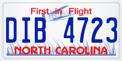 NC license plate DIB4723