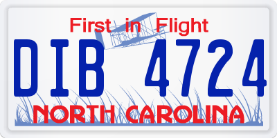 NC license plate DIB4724