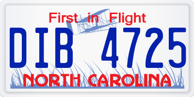 NC license plate DIB4725