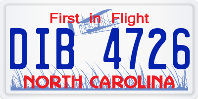 NC license plate DIB4726