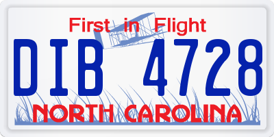 NC license plate DIB4728