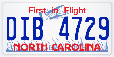 NC license plate DIB4729