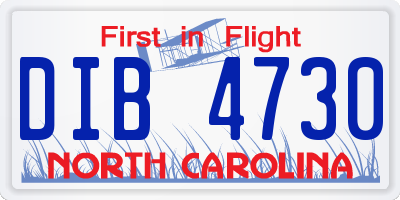 NC license plate DIB4730