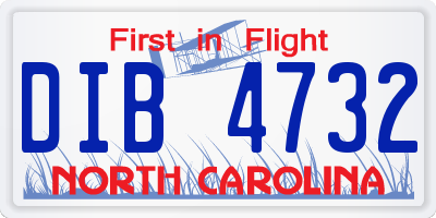 NC license plate DIB4732