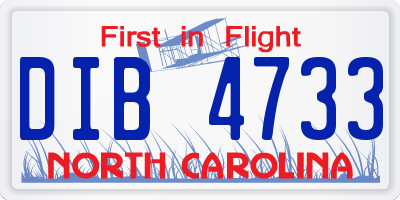 NC license plate DIB4733