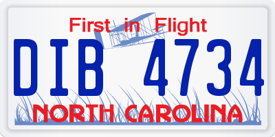 NC license plate DIB4734
