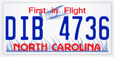 NC license plate DIB4736