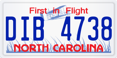 NC license plate DIB4738