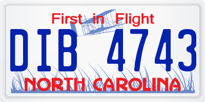 NC license plate DIB4743
