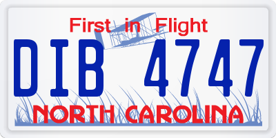 NC license plate DIB4747
